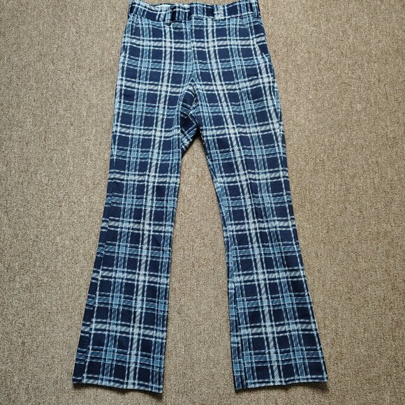 McGregor Other - VINTAGE PLAID PANTS Men 31x32 Blue Polyester Flare Leg Slacks Retro Disco Style